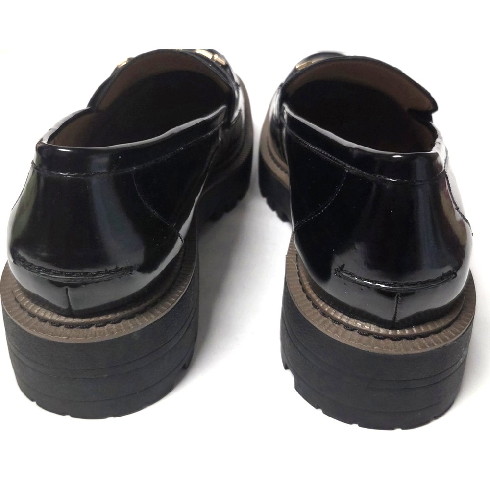 Sam Edelman NY Laurs Loafers Lug Sole Shoes Patent Black Horse Bit Gold 11M - Picture 9 of 16